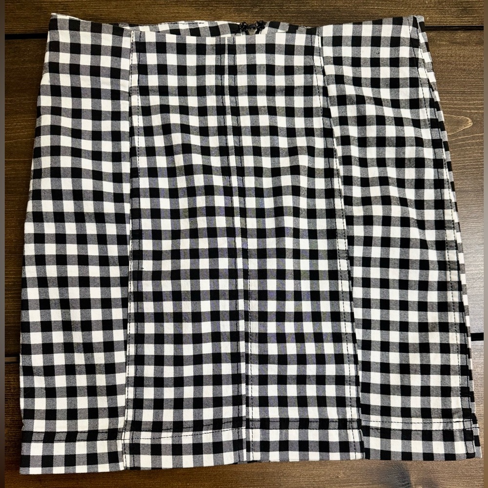 Free People Black & White Gingham Mini Skirt - Picture 7 of 11